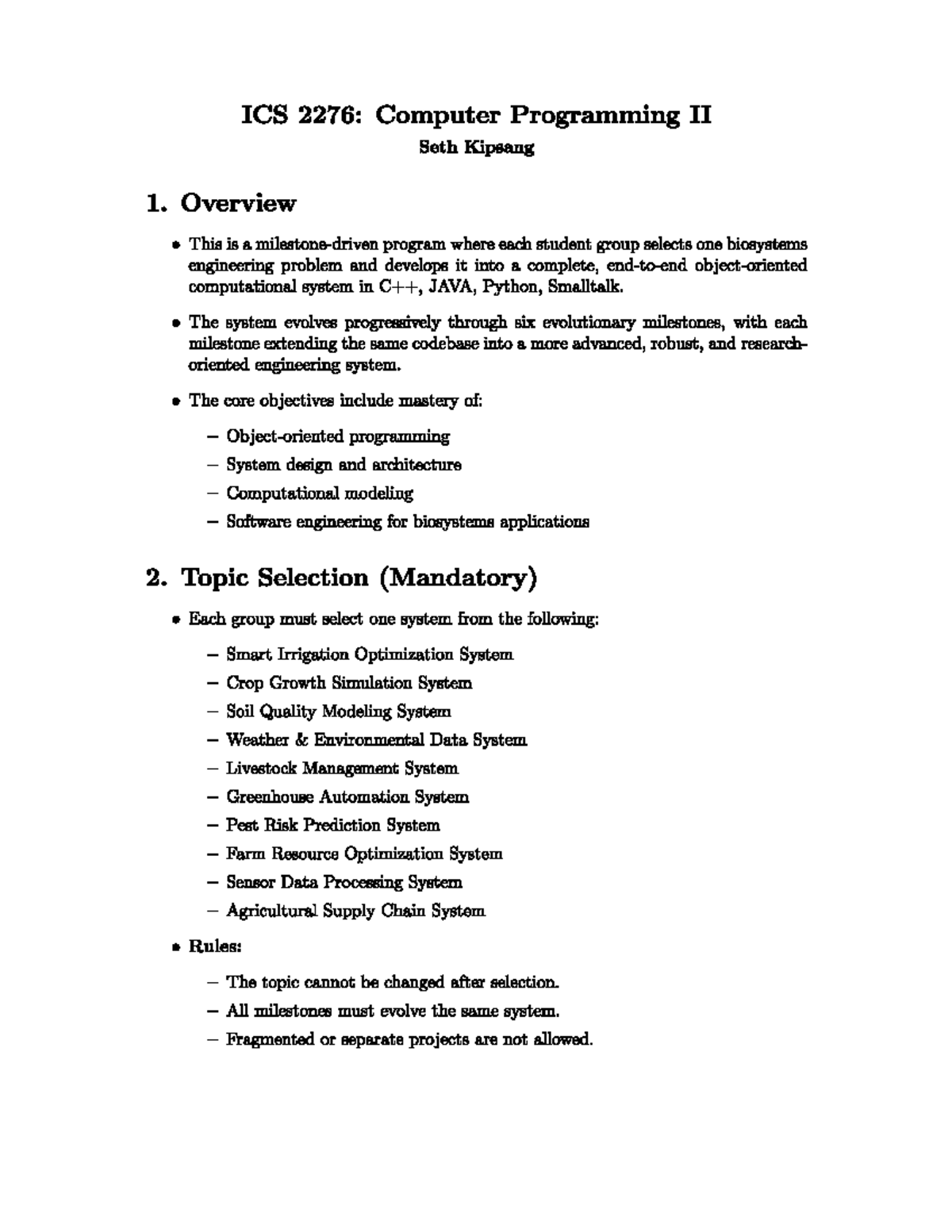 ICS 2276: Milestone 1 Study Material for Computer Programming II - Studocu
