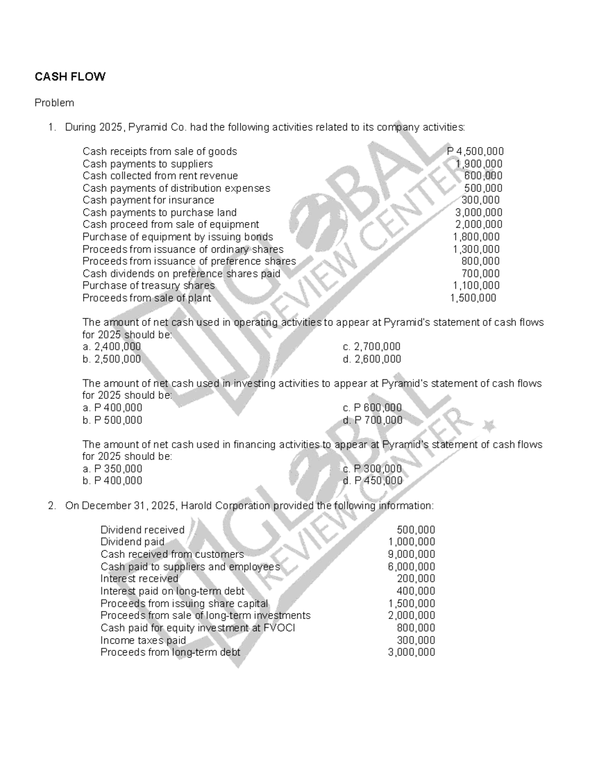 12-AP CASH FLOW Analysis and Activities for 2025 - Studocu