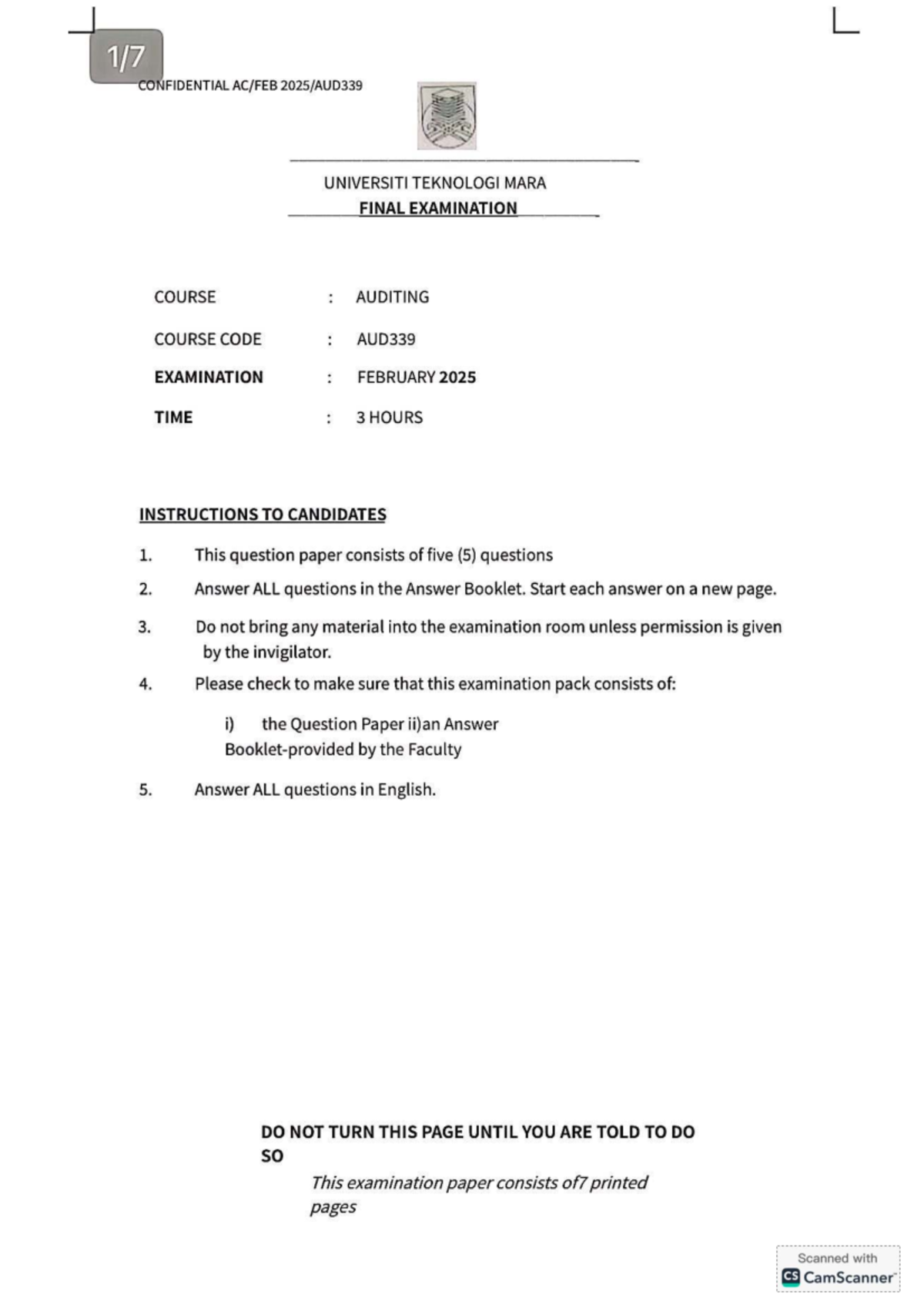 AUD339 Final Exam: Auditing Strategies and Internal Control Analysis ...
