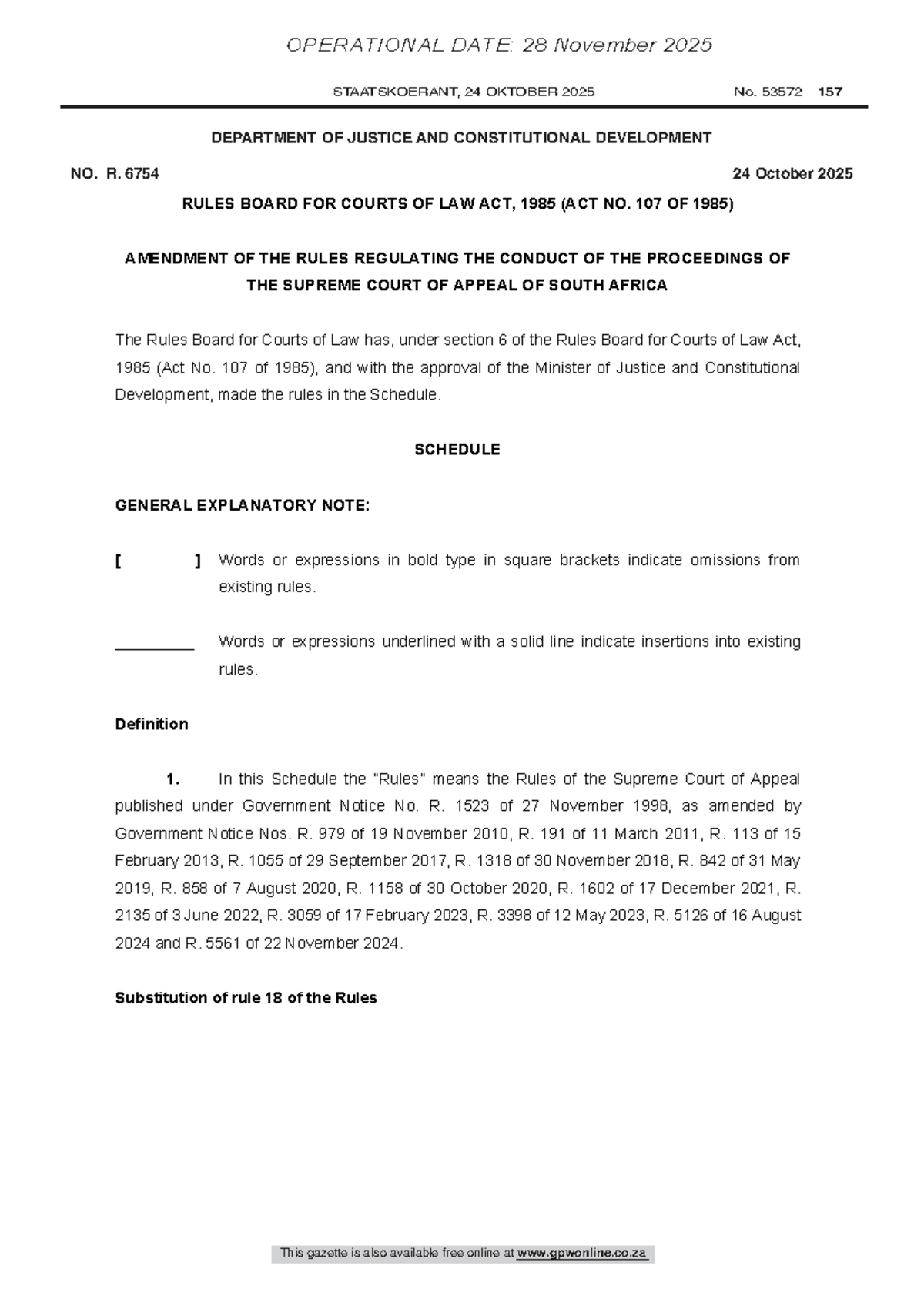 SCA Tariffs Update: Rules for Court Proceedings - 28 Nov 2025 - Studocu