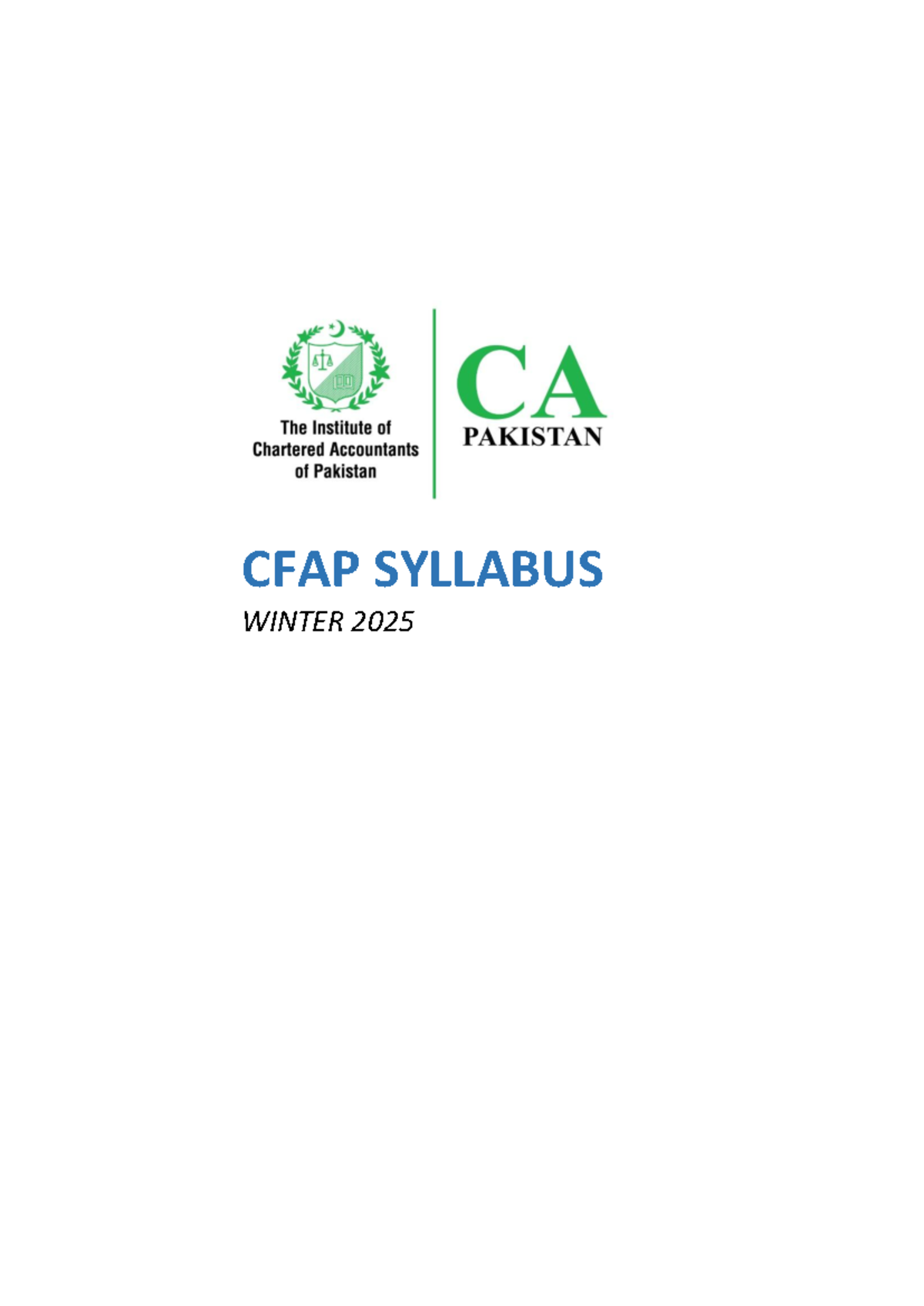CFAP SYLLABUS WINTER 2025: Certified Finance and Accounting ...