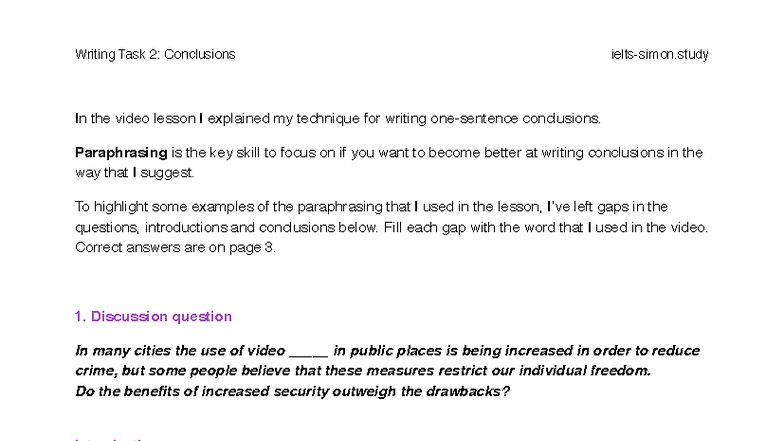 Writing Task 2: Conclusion Techniques Guide (4) - Studocu