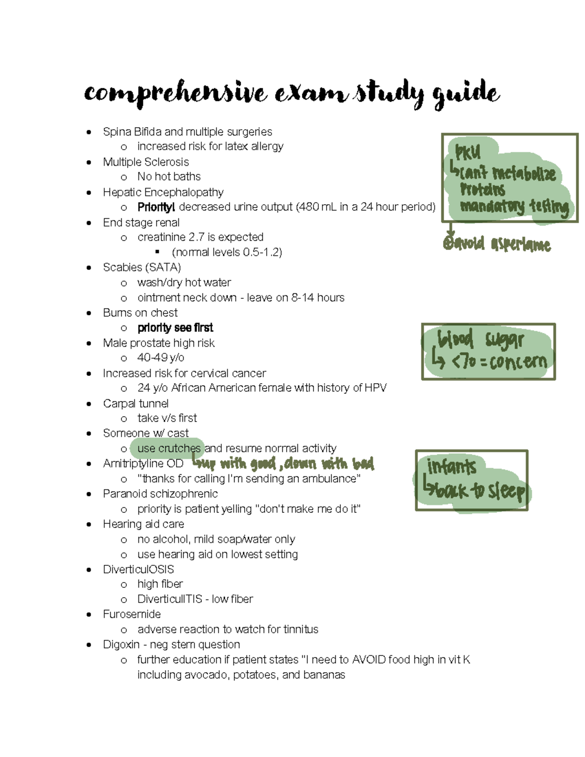 NUR 311 Comprehensive Exam Study Guide: Key Nursing Concepts ...