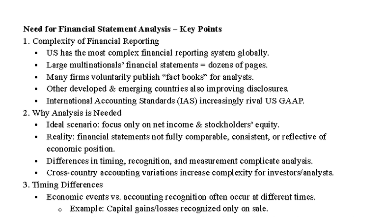Chapter 1: Framework for Financial Statement Analysis (FIN 101) - Studocu