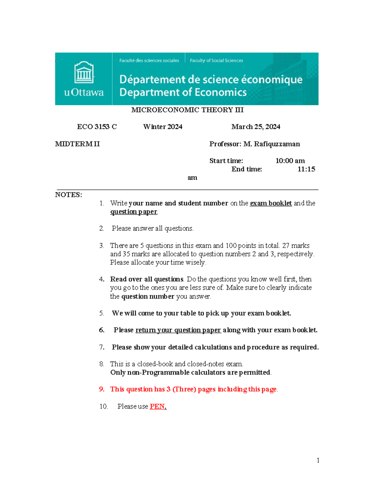 ECO3153 C Winter 2024 Midterm II Exam Notes & Guidelines - Studocu
