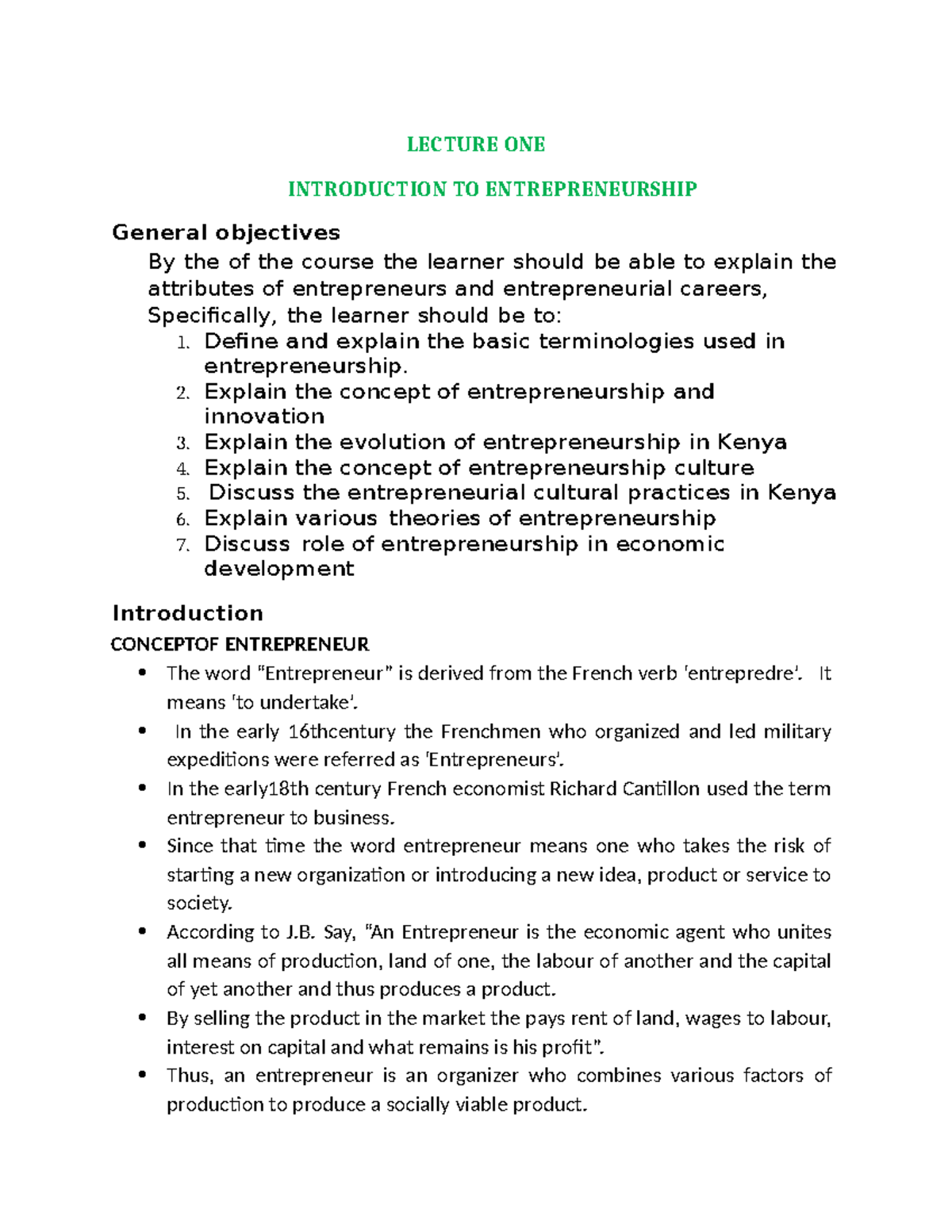 CEN 311- Lecture one - NOTES - LECTURE ONE INTRODUCTION TO ...