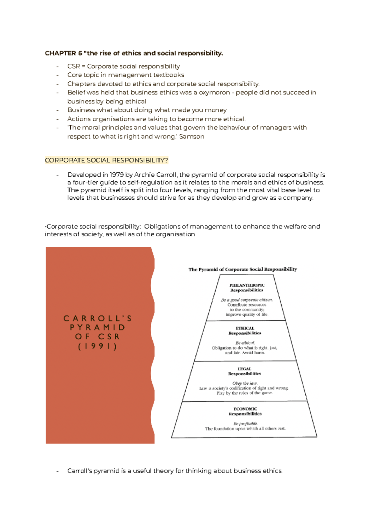 Chapter Notes - Summary of Ethics and Social Responsibility in MGT101 ...