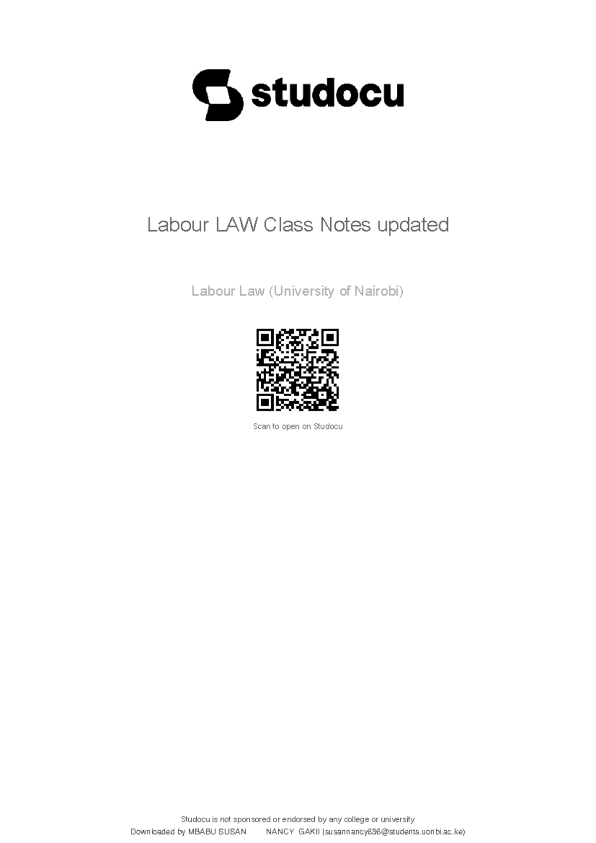 GPR 318: Updated Labour Law Class Notes - Ms. Naomi N. Njuguna - Studocu