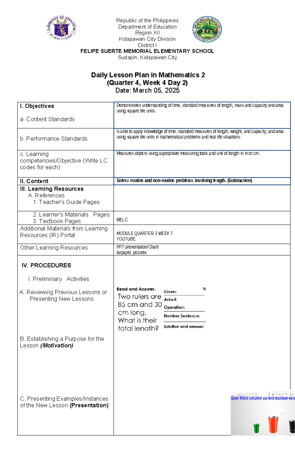 MATH DLP Q4 W4 D2 - none - Republic of the Philippines Department of ...