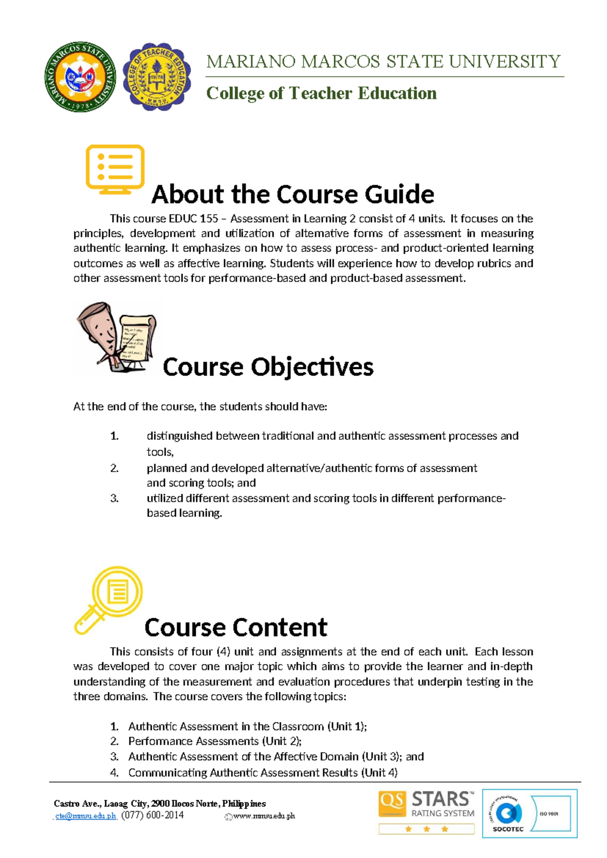 EDUC 155: Assessment in Learning 2 - Course Module Overview - Studocu