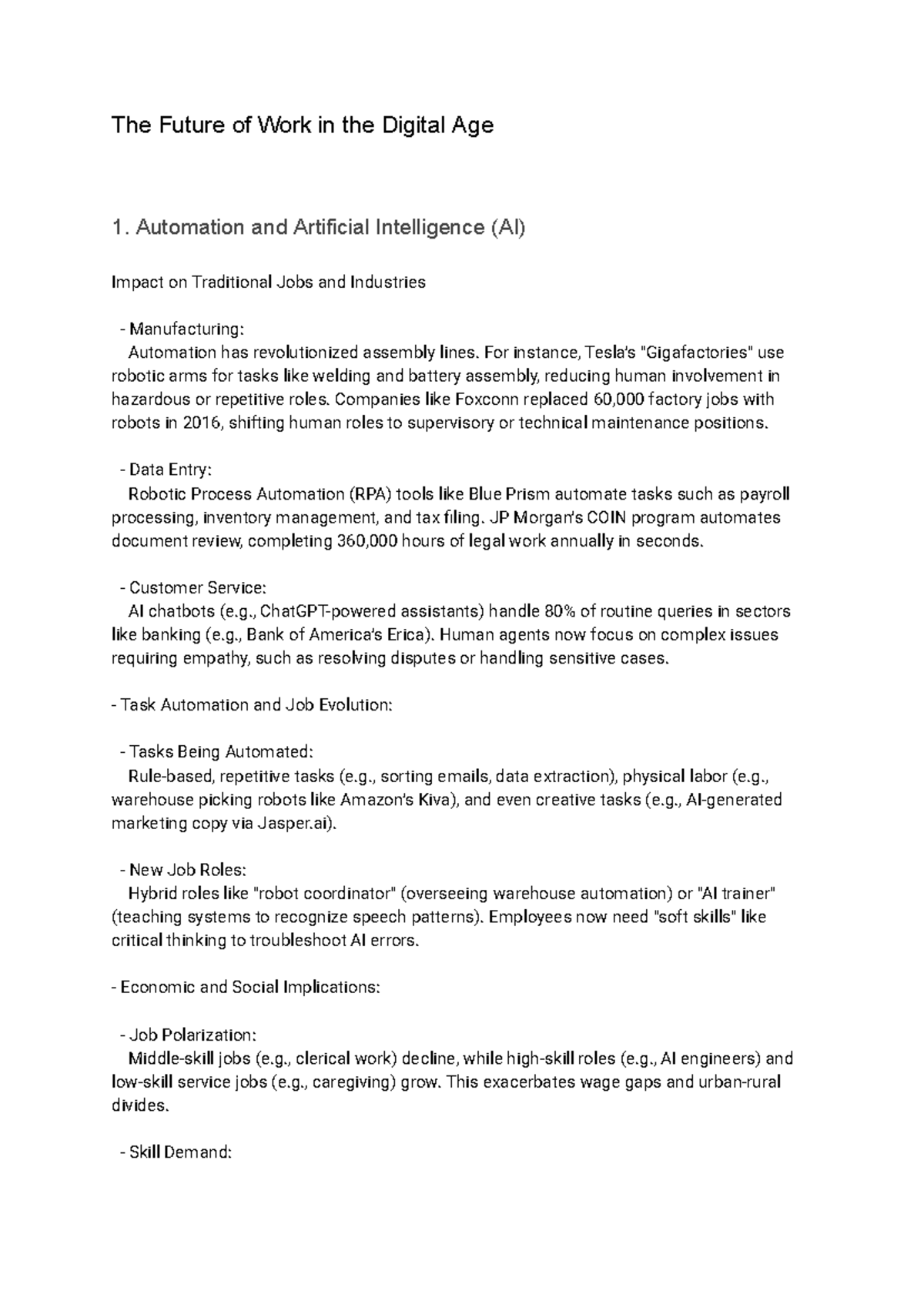 GE GD - Examining Automation's Impact on Work in the Digital Age - Studocu