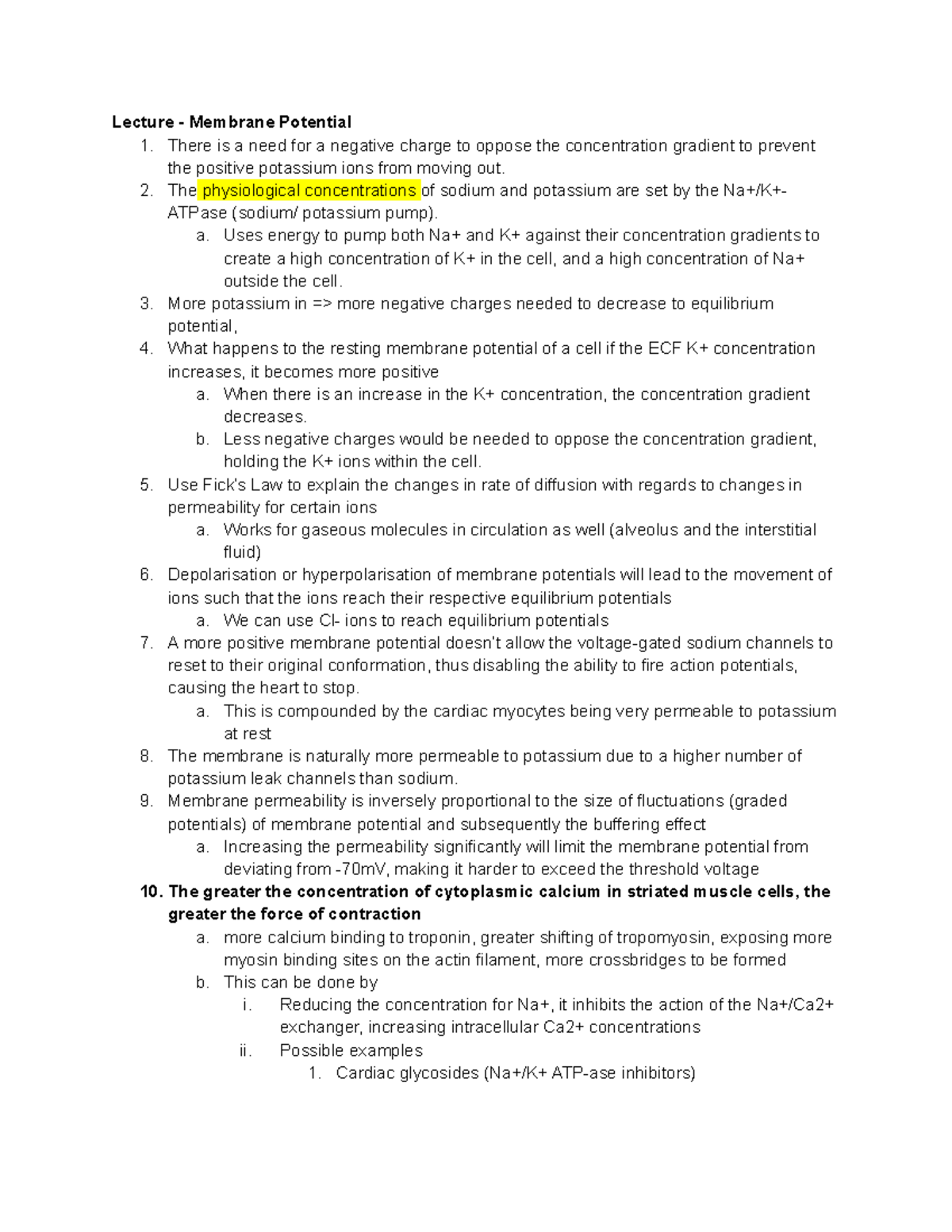 Human Physiology Lecture Notes: Membrane Potential and Action Potential ...