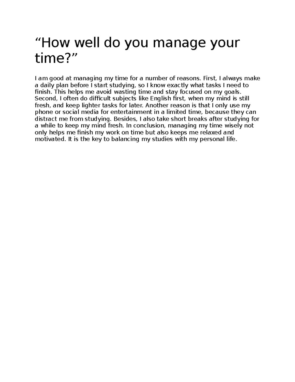 Week 2 - Time Management Strategies for Effective Studying - Studocu