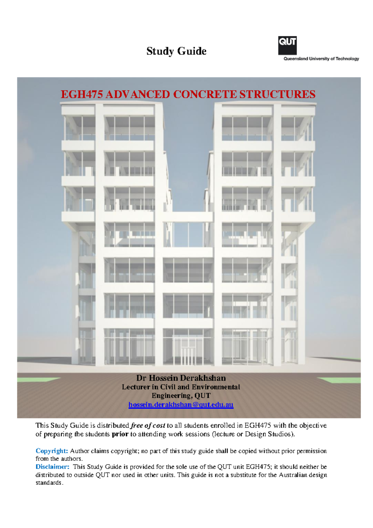 EGH475 Study Guide: Advanced Concrete Structures Fundamentals - Studocu
