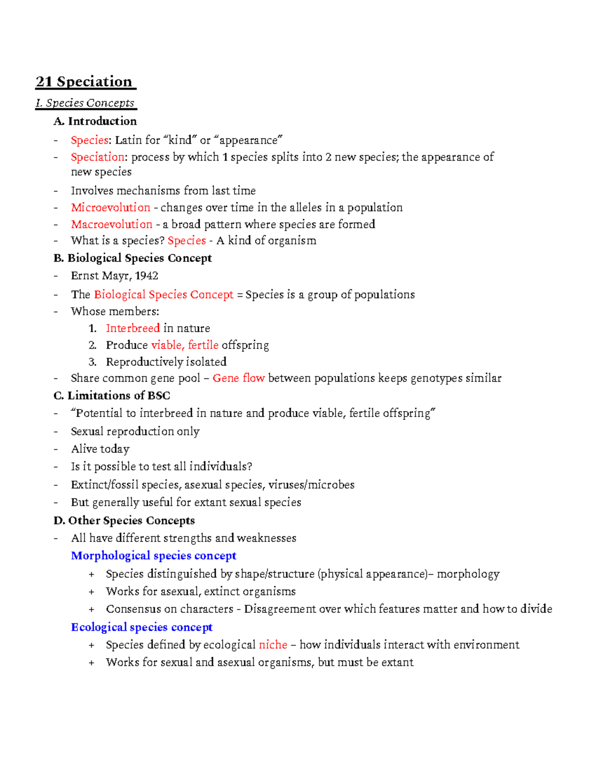 Lecture 21: Speciation I - Understanding Species Concepts and Isolation ...
