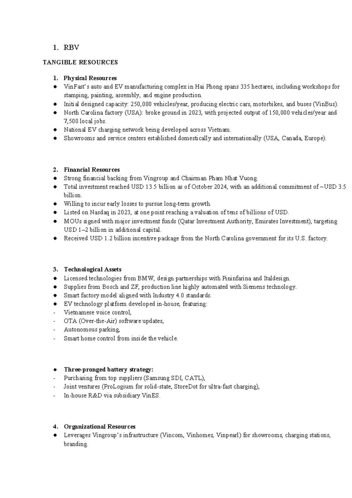 Strategic Management: RBV of Tangible Resources in EV Manufacturing ...