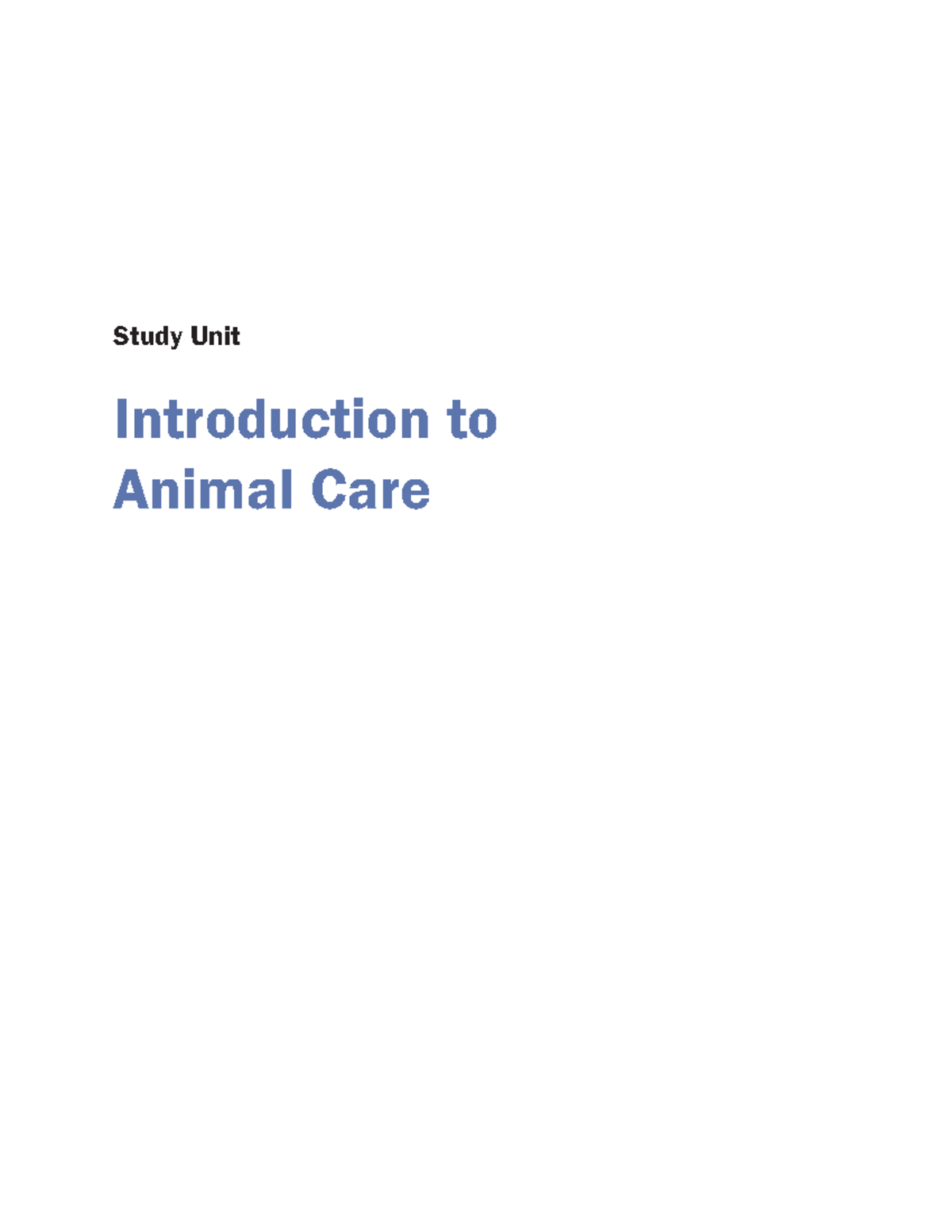 396001 Introduction to Animal Care: Careers and Regulations - Studocu