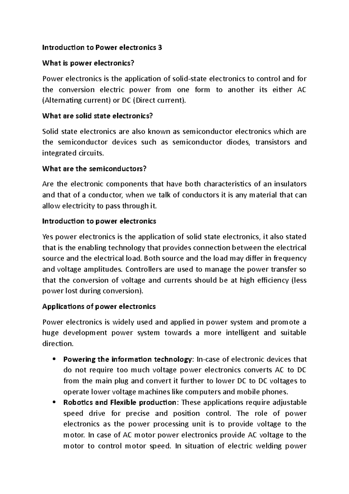 Power Electronics 3: Summary Notes on Fundamentals and Applications ...