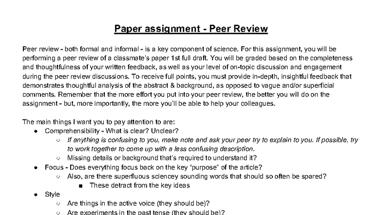 Peer Review Assignment: 1st Draft Feedback - Midterm 3 - Studocu