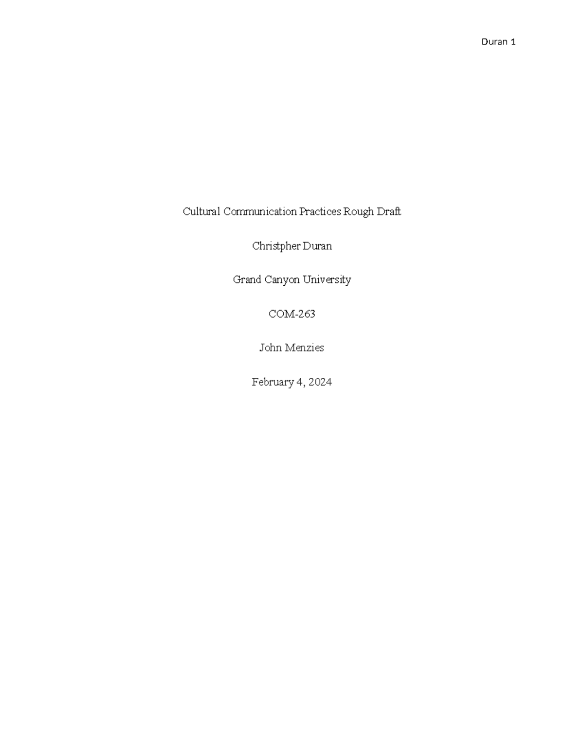 COM-263 Cultural Communication Practices Rough Draft Analysis - Studocu
