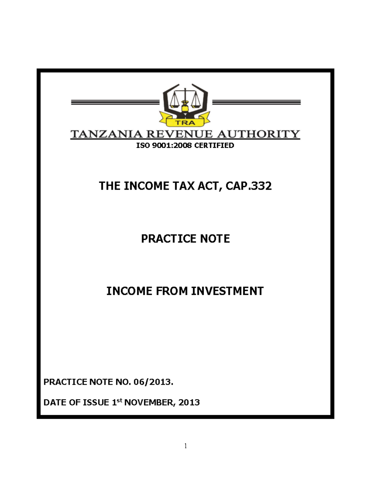 Investment Income Practice Note No. 06/2013: Tax Guidelines - Studocu
