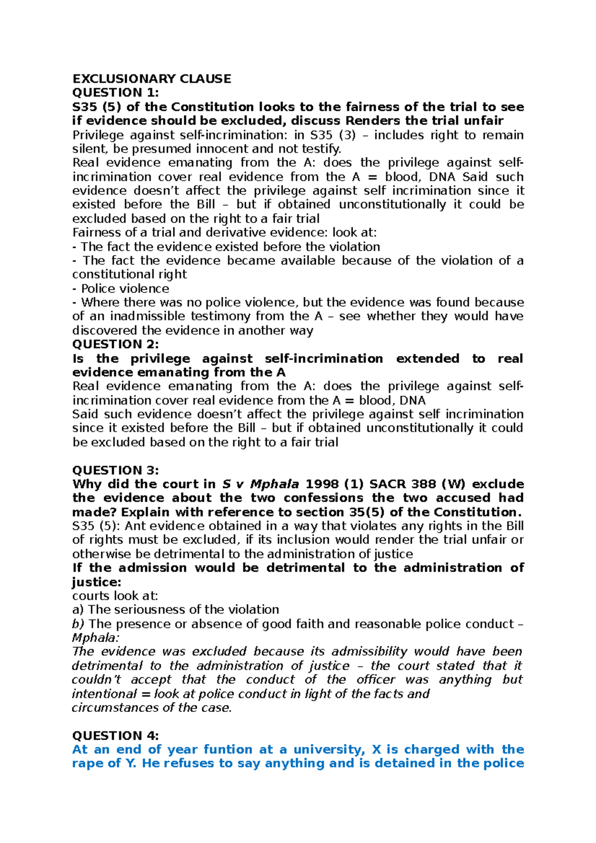 LEV3701 Final Exam Qn A 2022 - Law of Evidence Study Guide and Answers ...