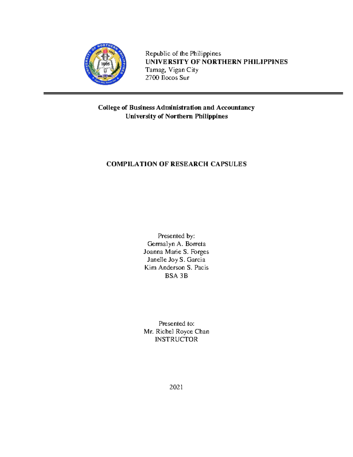 BSA 3B - Compilation of Research Capsules on Business Issues - Studocu
