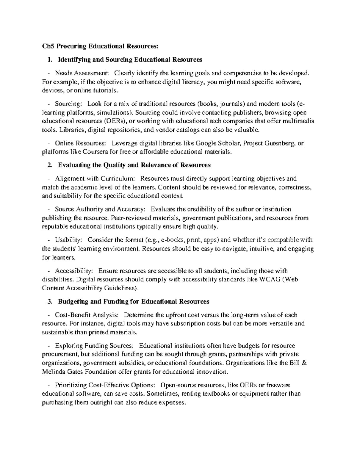 Ch5 Procuring Educational Resources - Identifying and Sourcing ...