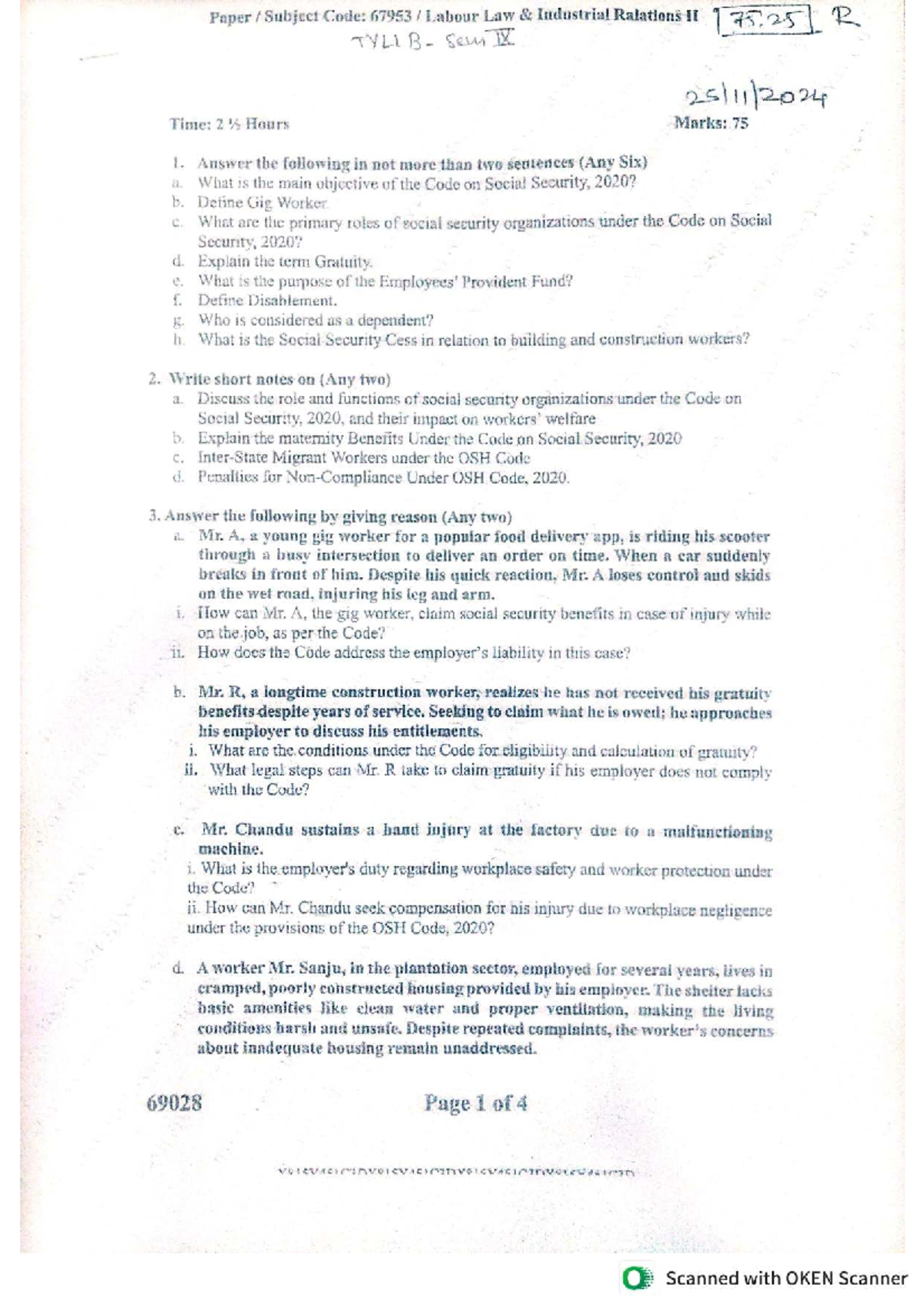 Labour Law & Industrial Relations II (67953) - Exam Guide 2024-25 - Studocu