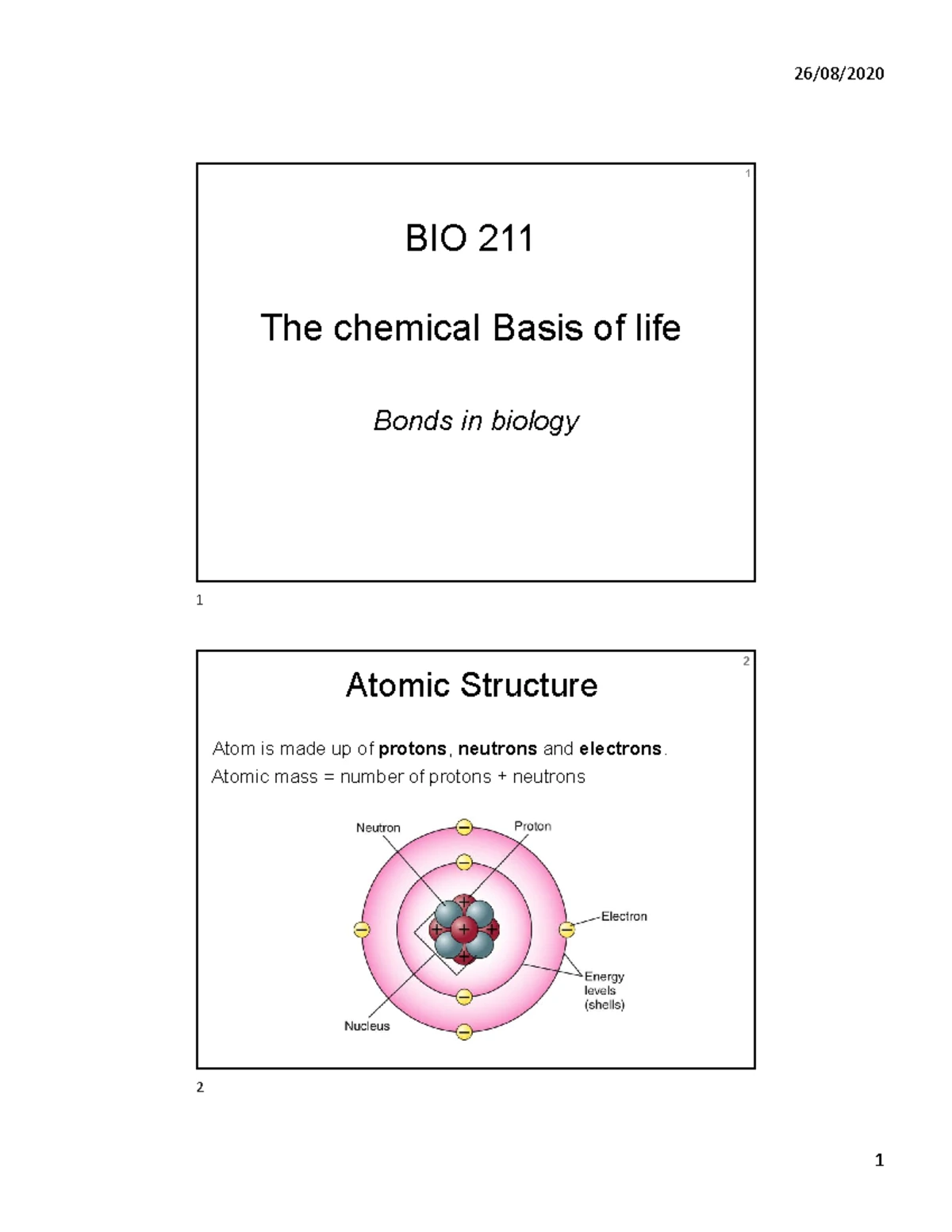 BIO 120 - Introductory Biochemistry Course Outline (2021-22) - Studocu