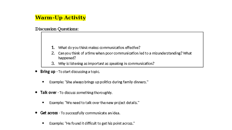 Communication Skills Discussion Questions: Effective Communication ...