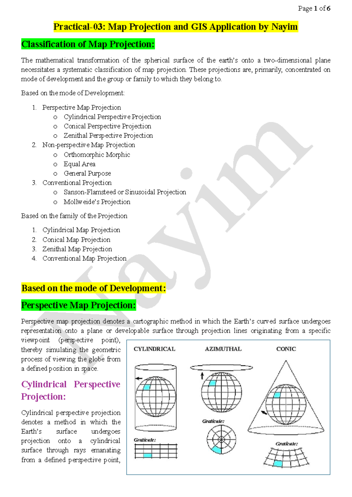 Classification of Map Projections: GIS Applications and Techniques ...