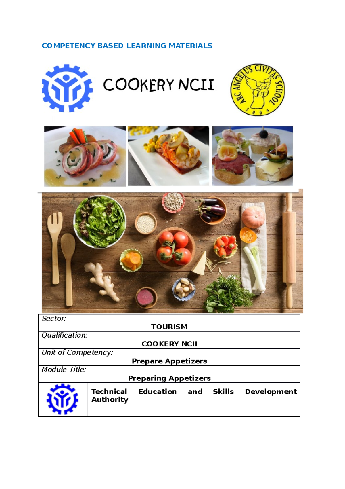 Preparing Appetizers: A Competency-Based Approach (Cookery NCII) - Studocu