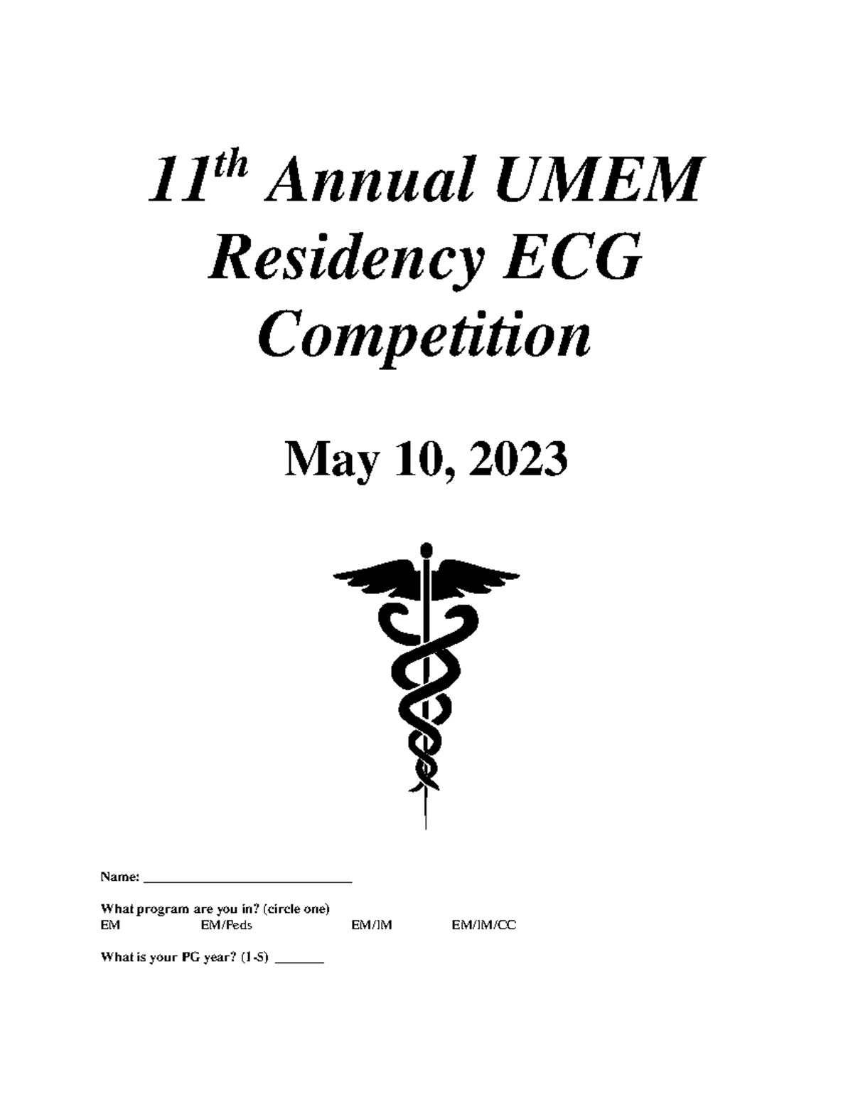 2023 11th Annual UMEM Residency ECG Competition Questions and Answers ...