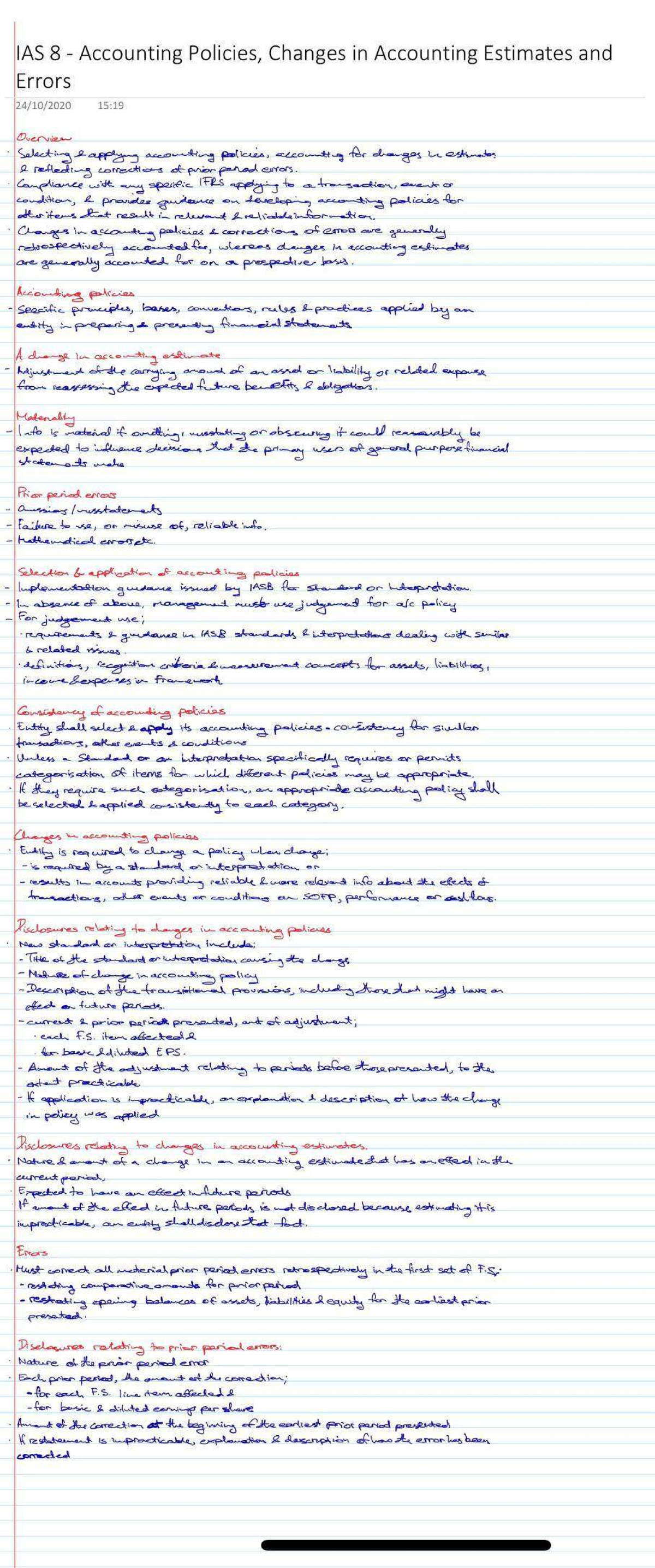 IAS 8 - Accounting Policies, Estimates, and Errors Overview Notes - Studocu