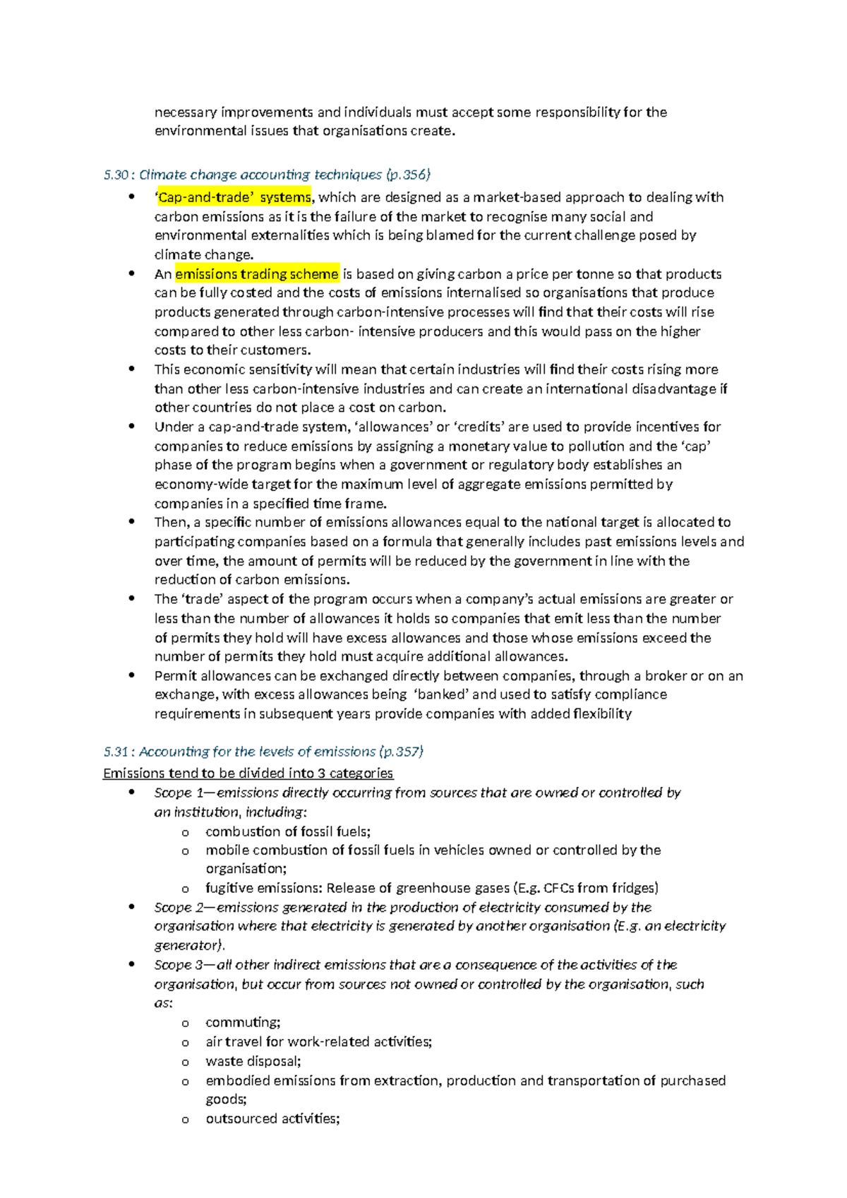Climate Change Accounting Techniques: Emissions Trading ...