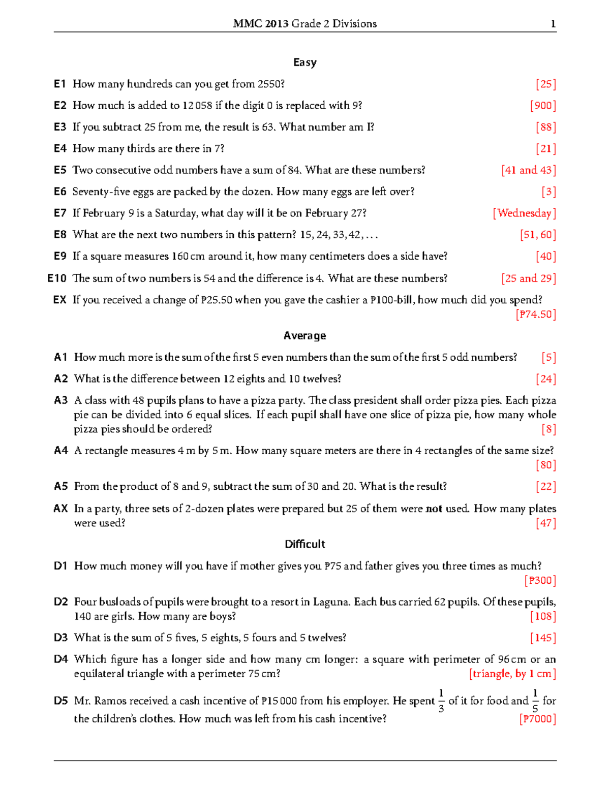 MMC 2013 Gr2 Div - MTAP Reviewer: Math Problems & Solutions - Studocu