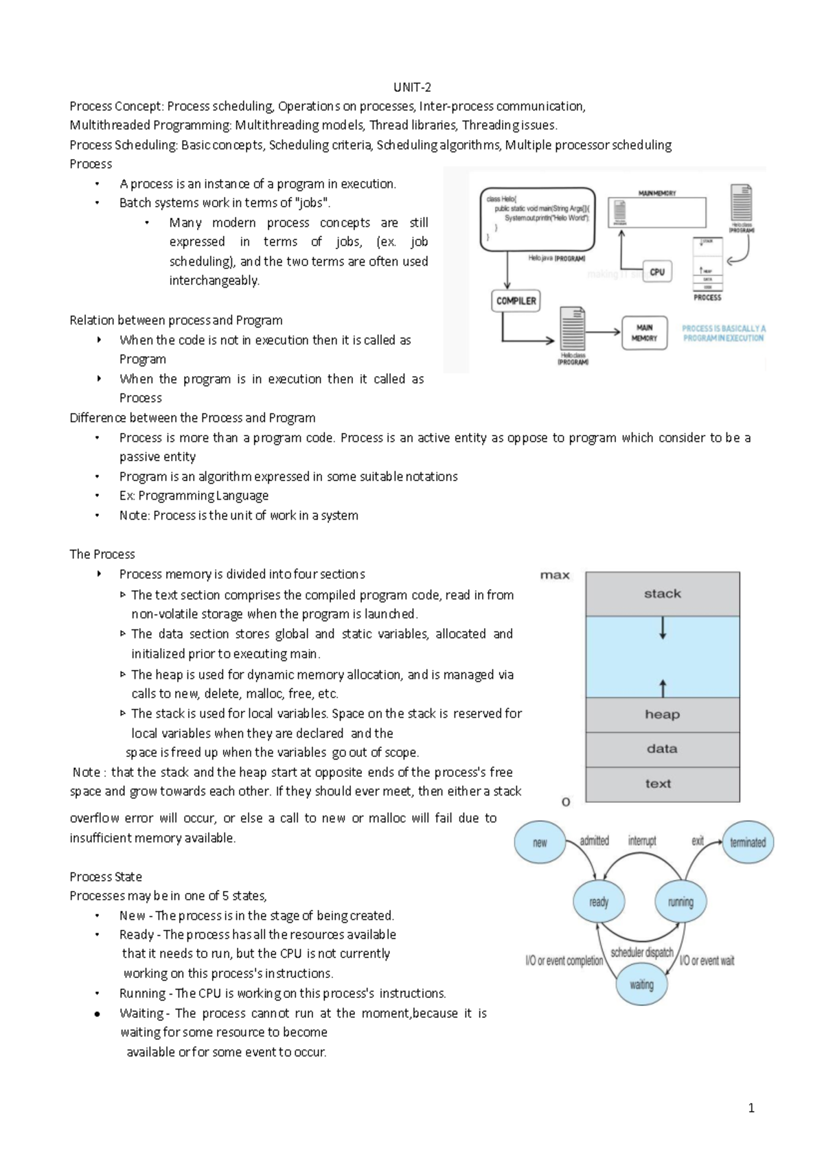 OS-Unit-II: Process Scheduling, Multithreading, and IPC Concepts - Studocu