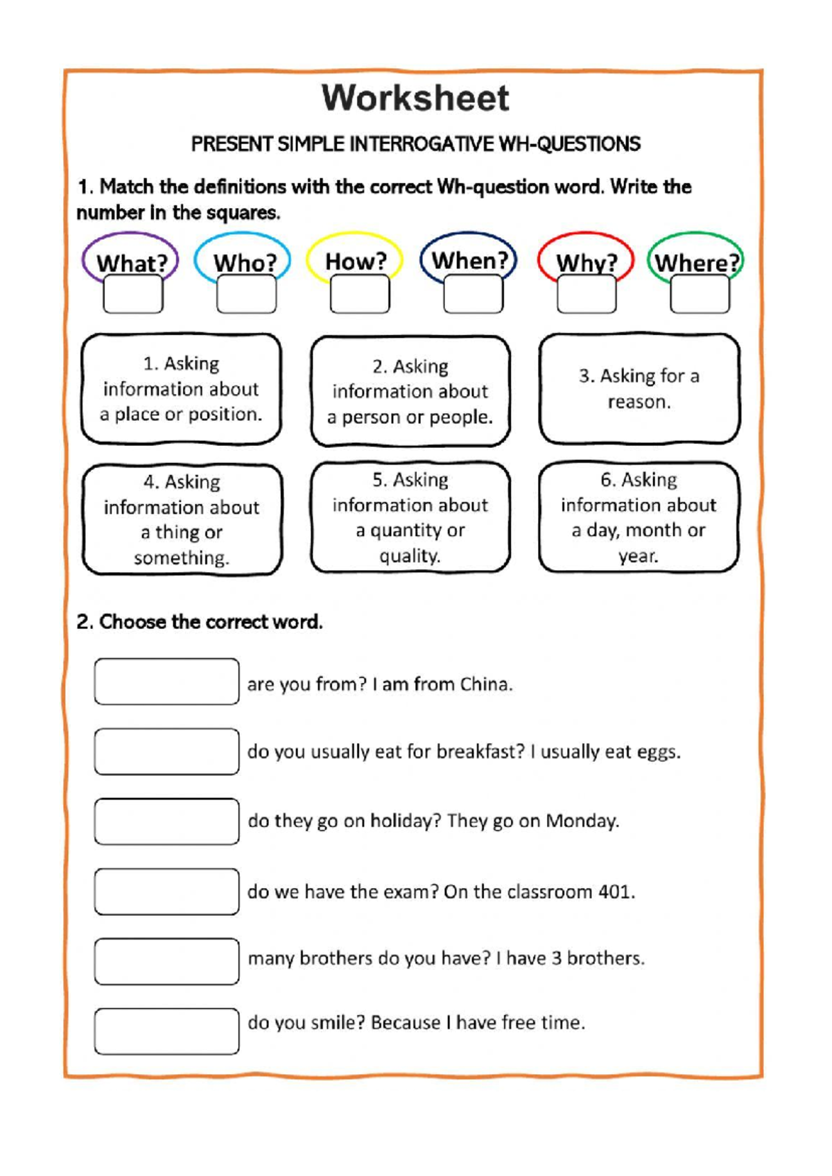 Worksheet: Present Simple Interrogative Exercises - Studocu