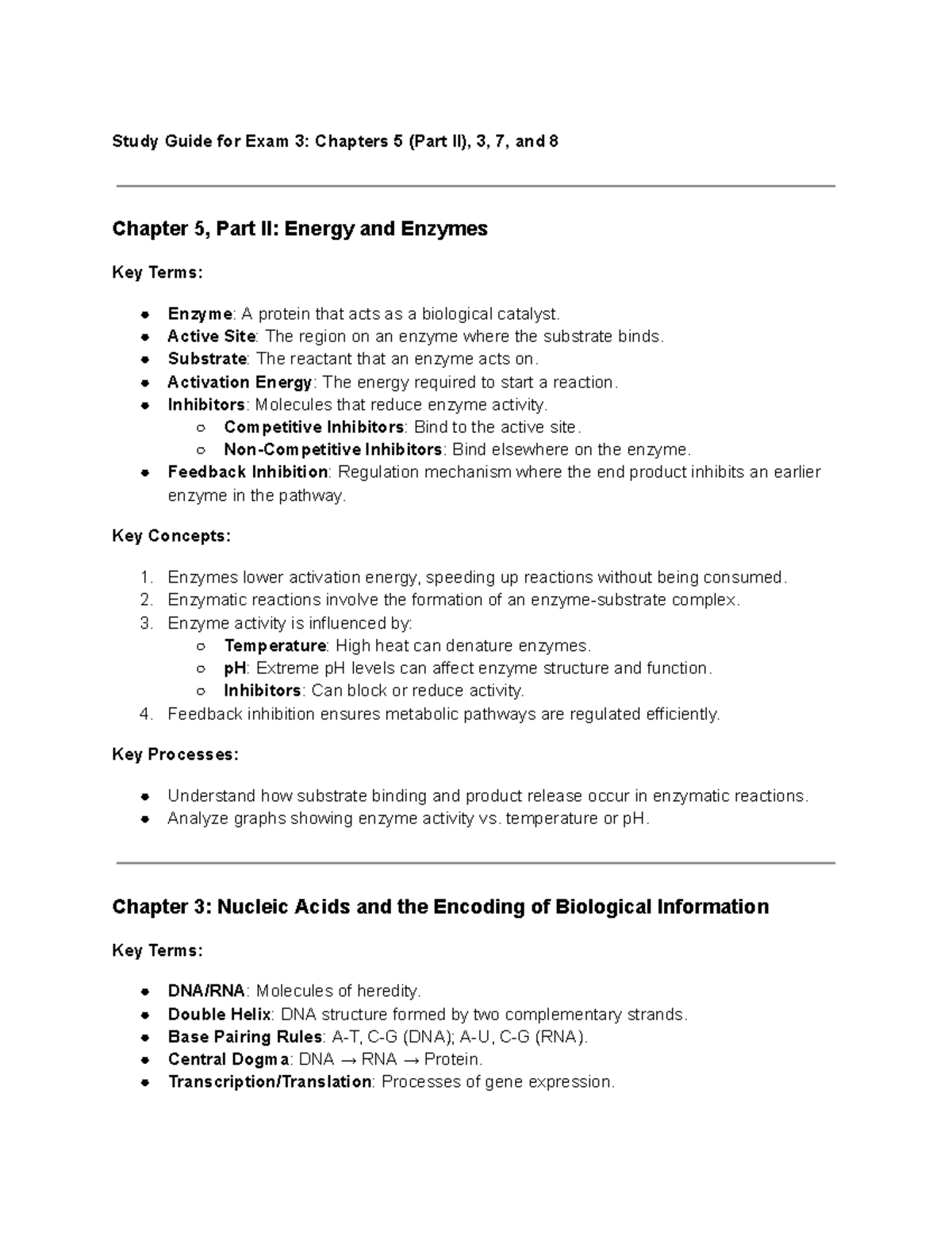 Study Guide for Exam 3: Chapters 3, 5 (Part II), 7 & 8 - Studocu