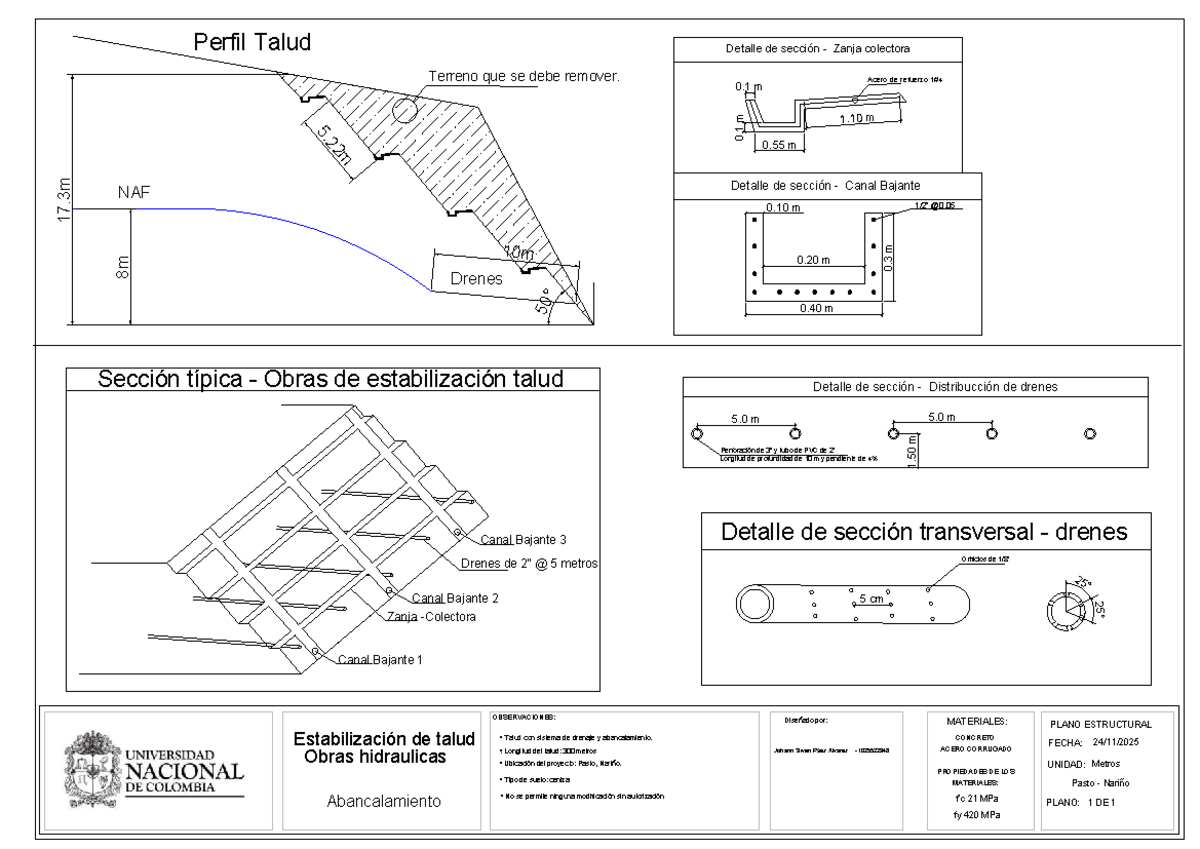 Plano Talud - Taller Geotecnia 1025522948 - Studocu