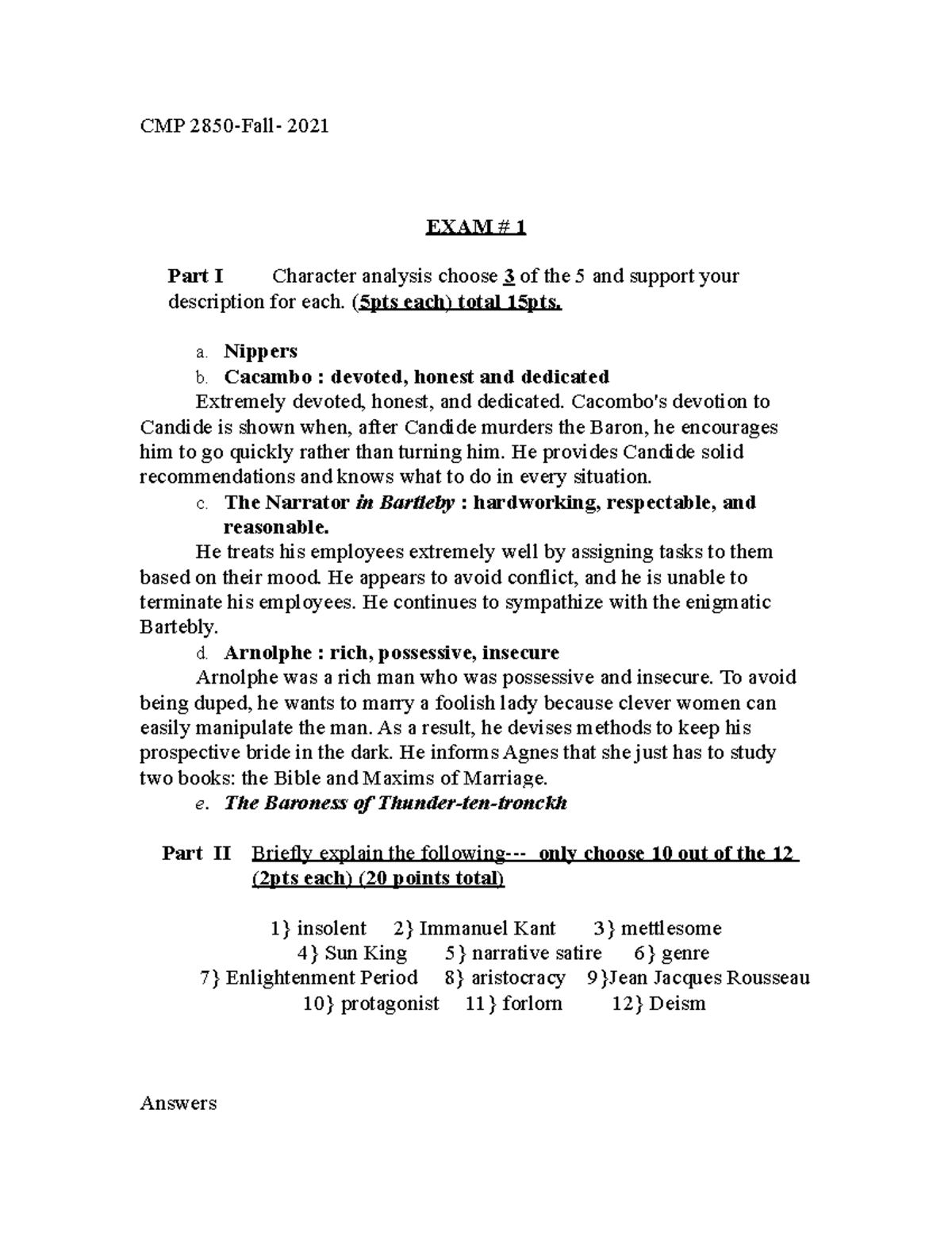 CMP 2850 - Great Works of Literature - Exam 1 Study Guide - Studocu