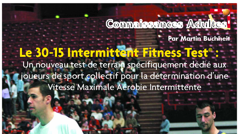 Protocole 30-15 IFT : Test de Vitesse Maximale Aérobie Intermittente ...