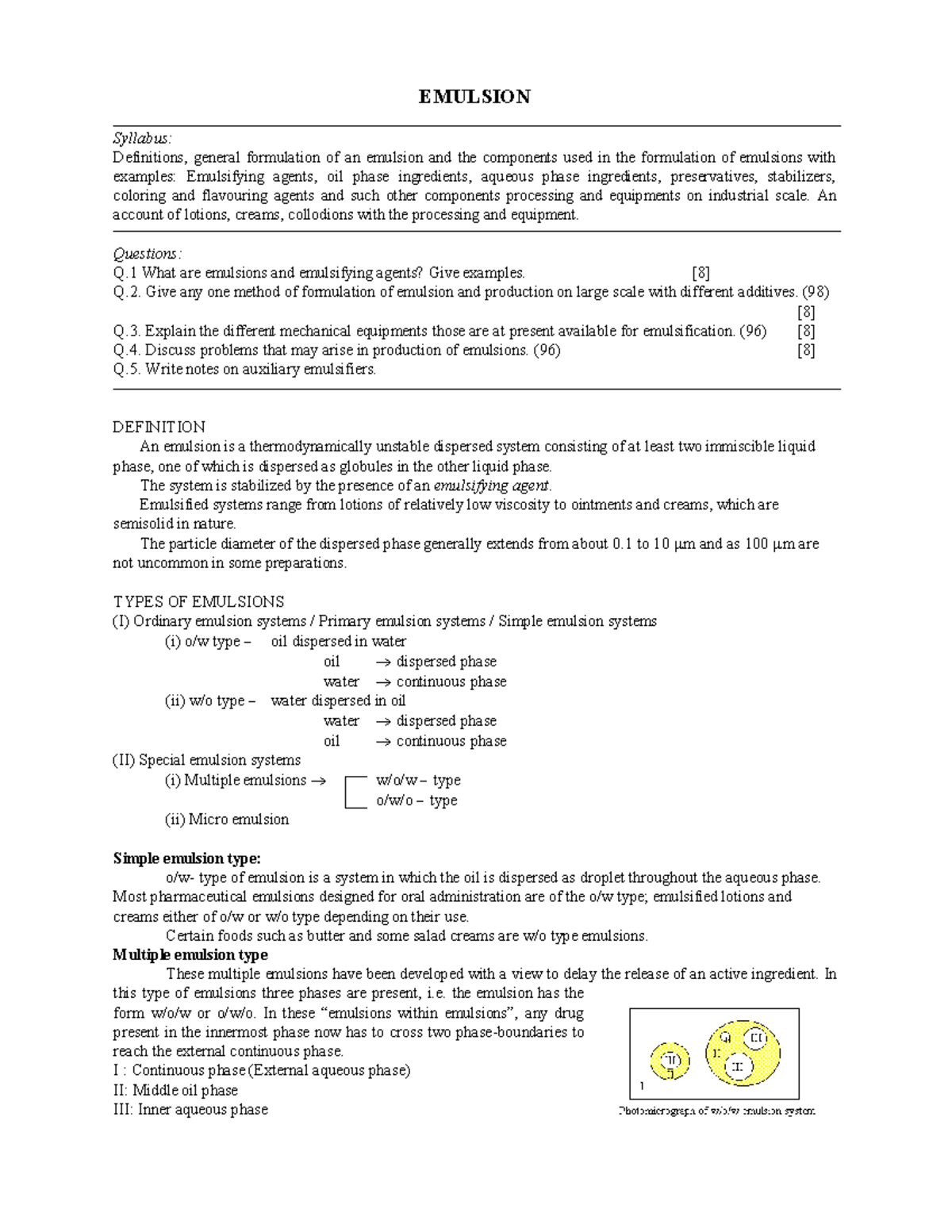 Emulsion Study: Classification, Characteristics & Industrial ...