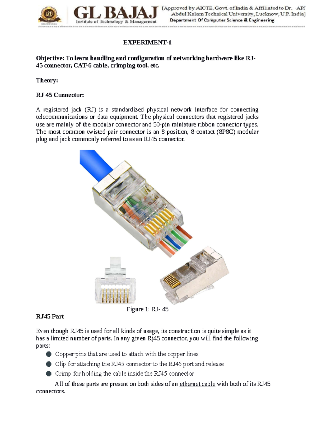 CN Exp (1-4) - Networking Hardware: RJ45, Cables, and Crimping Tools ...