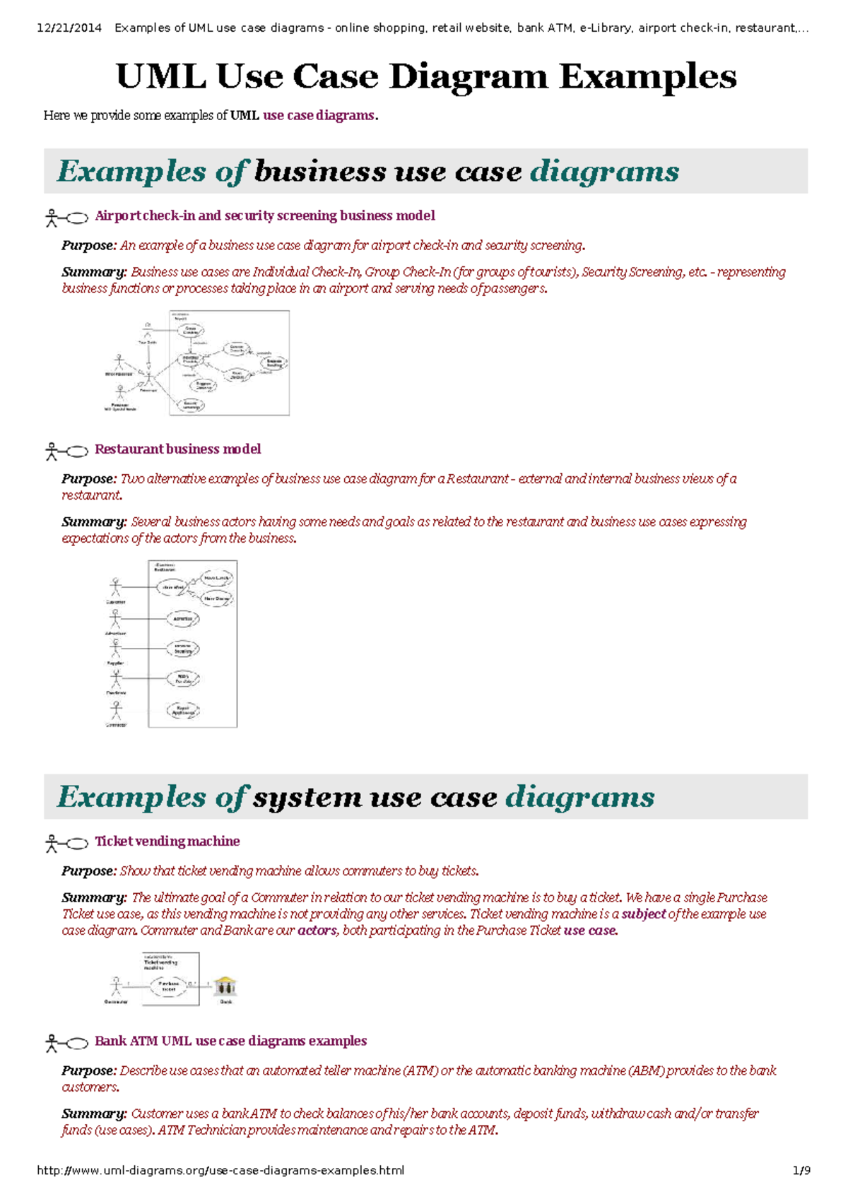 UML Use Case Diagrams Examples: Online Shopping, ATM, Airport & More ...