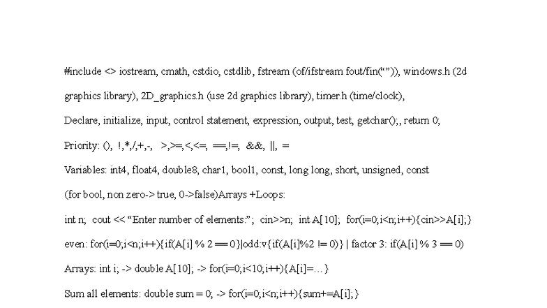 215 Cheat Sheet Final - C++ Graphics & Control Statements - Studocu