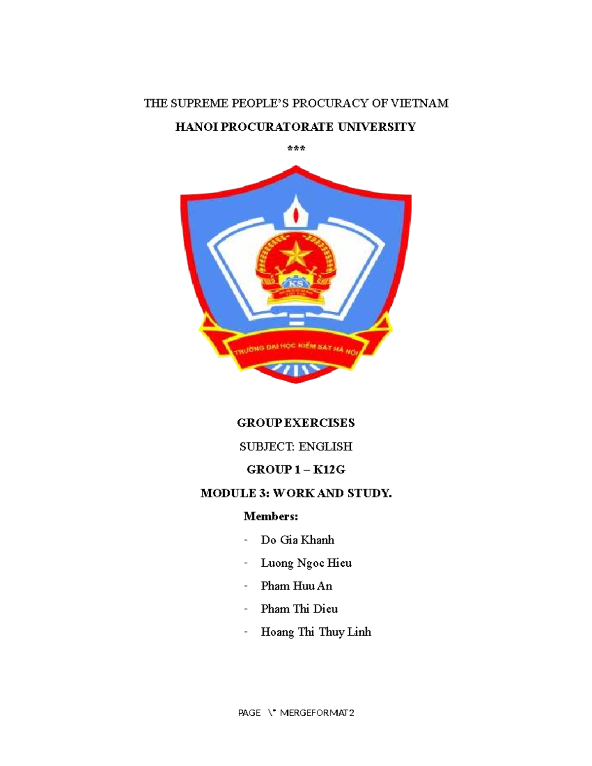 Group Exercises Report: Module 3 - Work and Study (K12G) - Studocu