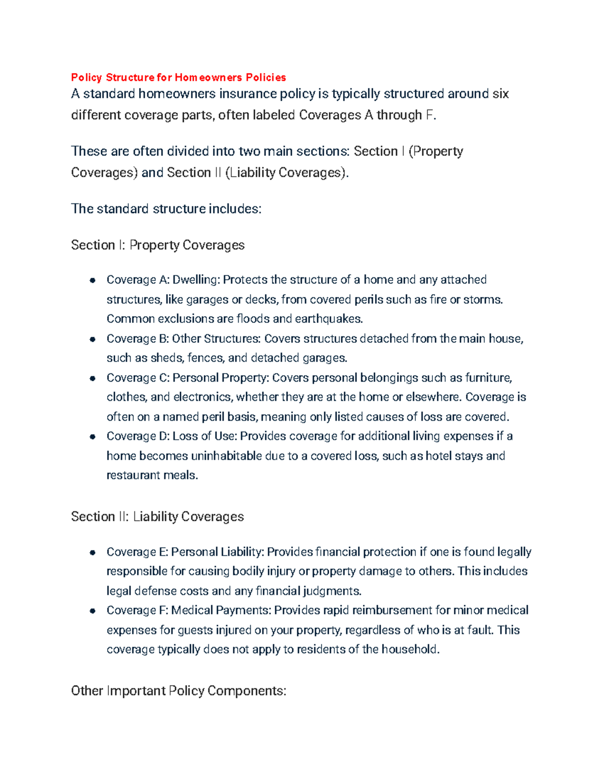 Commercial Insurance Policy Review: Key Components & Strategies - Studocu