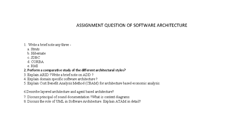 Assignment Questions OF Software Architecture (CS-701) - ASSIGNMENT ...